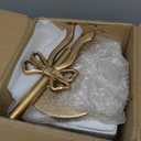 Metal Martini Table,22" H Antique Gold Side Table with Sculptural Bow Base, Metal Gold End Table for Small Spaces Bedroom Entryway