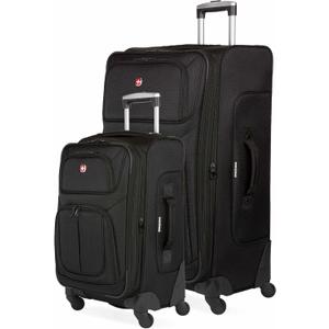 SWISSGEAR Sion Softside Expandable Spinner Luggage Durable Lightweight Travel Suitcase, Black, 2-Piece Set (21/29)