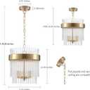 Dijiahua 3-Light Gold Pendant Lights Kitchen Island, 2-Tiers Crystal Pendant Light Fixtures Over Table, 12.6''Dia Brass Dining Room Glam Chandelier,Modern Adjustable Cord Hanging Lamp for Bedroom