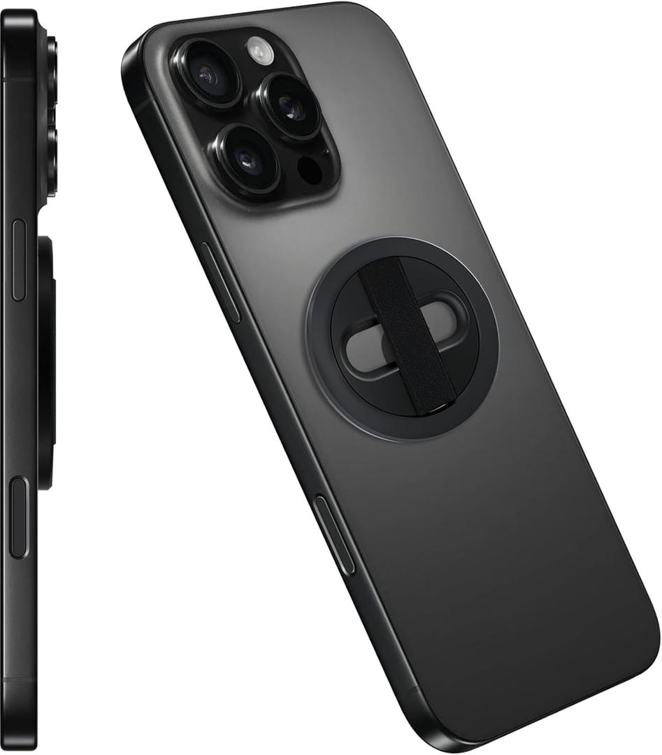 Grat Lite Magnetic Phone Grip, [Elastic Finger Strap] Phone Loop Holder, Compatible with Magsafe Series iPhone 16 15 14 13 12 Pro max, Black