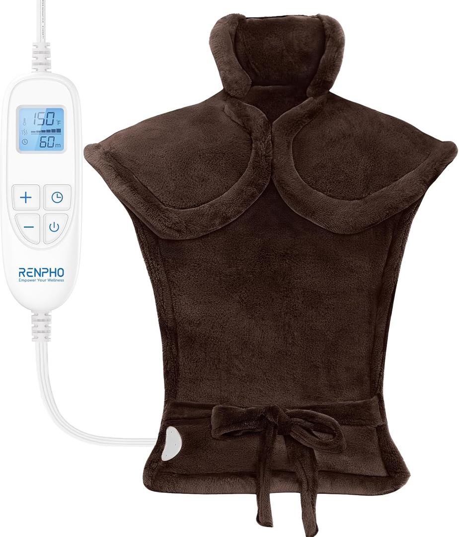 RENPHO Heating Pad for Back Pain Relief, Father's Day & Birthday Gifts for Her Him Women Men, Electric Heat Pad for Neck and Shoulder, FSA HSA Eligible, Fast Heating, ETL Certified, 24"x33", Brown
