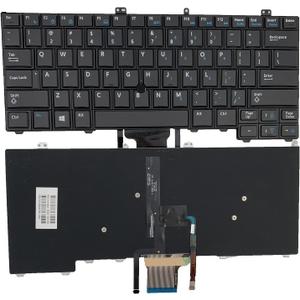 Laptop Replacement US Layout with Backlit with Pointer Keyboard for Dell Latitude E7440 E7240 E7420 Black