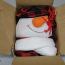 Juegoal Christmas Snowman Tree Topper with Built-in Snowflakes LED Projector, Plush Top Hat Snowmen Treetop Hugger with Rotating Magic Snow, Xmas Tree Ornament Holiday Winter Home Party Decorations