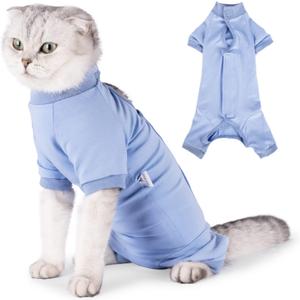 LIANZIMAU Cat Surgical Recovery Suit Professional for Male Female Dog Abdominal Wounds Cone E-Collar Alternative Anti-Licking Pet Surgical Recovery Pajama Suit Soft Fabric Onesie for Cats (S(Pack of 1))