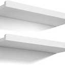 Love-KANKEI Floating Shelves Wall Mounted Set of 2, 17 Inch Rustic Wood Wall Shelves for Storage, Bedroom Living Room Bathroom Kitchen Office and More White