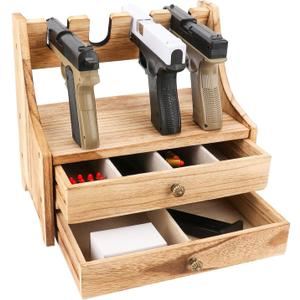 Pistol Rack Gun Safe, Real Wood Handgun Rack Holder for Gun Cabinet Accessories,Gun Cabinet Accessories, Pistols Holder Storage Organizer,Handgun Rack Pistol Stand for Storage 4 Slots