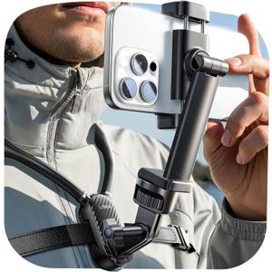 LISEN Neck Phone Holder for Video Recording POV Camera Phone Chest Mount for Gopro Neck Mount [ Upgrad No.1] for iPhone Samsung 4-7 Inch Phones Akaso Go Pro Insta360 Dji360 Other Action Cameras