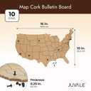 Juvale US Map Cork Board - Travel Tracking Map with Pins - Frameless Natural Cork Wall Decor - Easy Wall Mount for Home & Office Decor - 16"x 10", Brown, 10 Black Pins