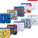 BIG ELEPHANT Boys' Boxer Briefs 10-Pack, Toddler 100% Cotton Dinosaur Print Underwear, Soft and Breathable, Sizes 8Y