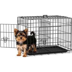 FDW | 24" Foldable Metal Dog Crate | Black | Cage for Small Dogs