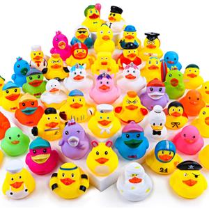 100PCS Rubber Ducks, Random Assortment Ducks Bulk, 2 Inch Mini Rubber Duckies for Toddler Bath Toys, Kids Bath Pool Toys Birthday Gifts Party Favors