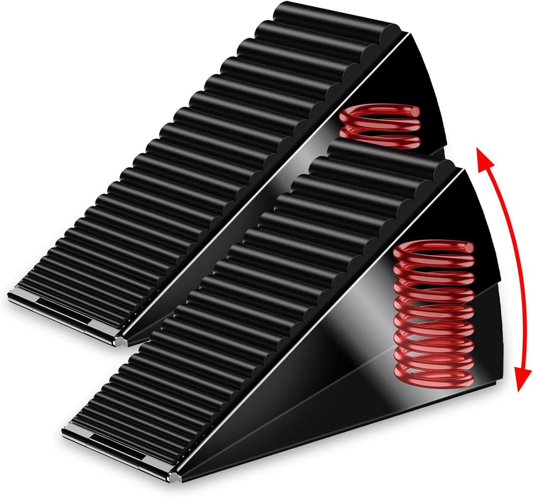 2 Pack Door Stoppers for Bottom of Door - Adjustable Spring Heavy Duty Door Stop Wedge,Non-Slip Strongest Grip,3 inches High Large Rubber Metal Doorstop Suits Commercial,Home,Carpet,Tile,Wood