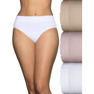 Vanity Fair Women's Seamless Underwear, Light Smoothing, No Pinch No Show (9, Hi Cut - 3 Pack - Quartz/White/Neutral)