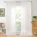 BGment Linen Sheer Curtains 84 Inches Long 2 Panels Set for Living Room - Light Filtering Drapes with Rod Pocket Lightweight Window Treatments for Bedroom, 52Wx84L