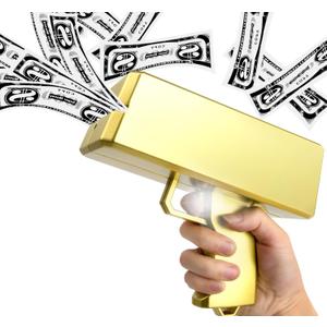 KWYZ Golden Money Shooter, Make it Rain/Spray Money Gun Paper Playing Toy , Handheld Spray Cash Gun for Game Movies Party Supplies