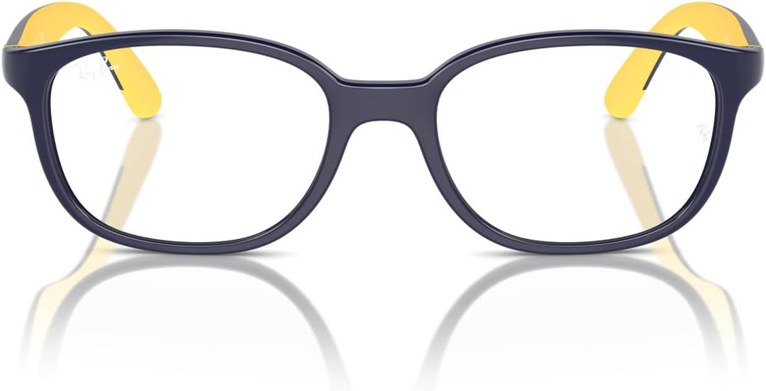 Ray-Ban Kids' Ry1632 Round Prescription Eyewear Frames (Dark Blue on Rubber Yellow/Demo Lens)