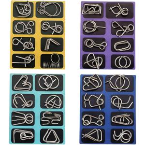 Metal Brain Teaser Puzzles, Set of 32 with Pouch, Steel IQ Games Physics Mind Metal Puzzles for Adults, Basket Stocking Stuffers for Boys Girls Adults Challenge Gifts