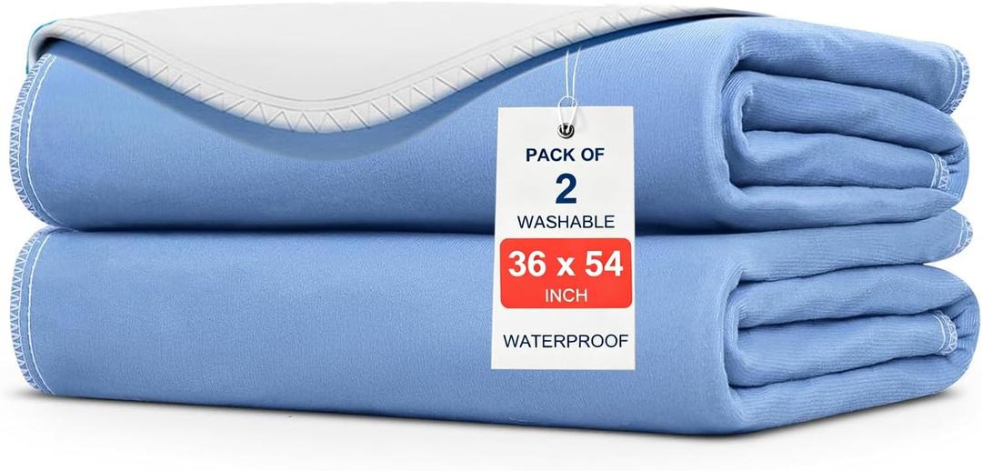 2 Pack 36" x 54" Super Large Waterproof Incontinence Bed Pads - Quick Drying Washable and Reusable Underpads for Kid, Adult, Elderly, Dog and Pet, Pee Mattress Protective Pad for Bed Couch Sofa Floor