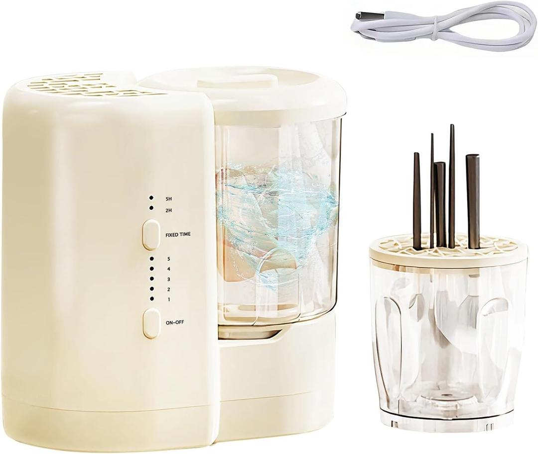 Electric 2-in-1 Makeup Brush Cleaner and Dryer Machine, Automatic USB Cosmetic Brush Washer Spinner, Cleaning for All Brush Sizes, Lingerie & Silk, Portable Beauty Tool Gift for Women