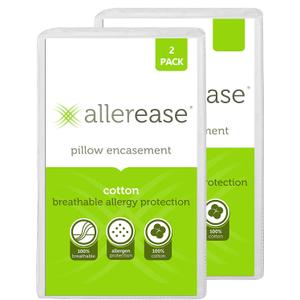 AllerEase 100% Breathable Cotton Pillow Protector for Sleeping, Queen 30" x 20" - 1 Pack of 2,White