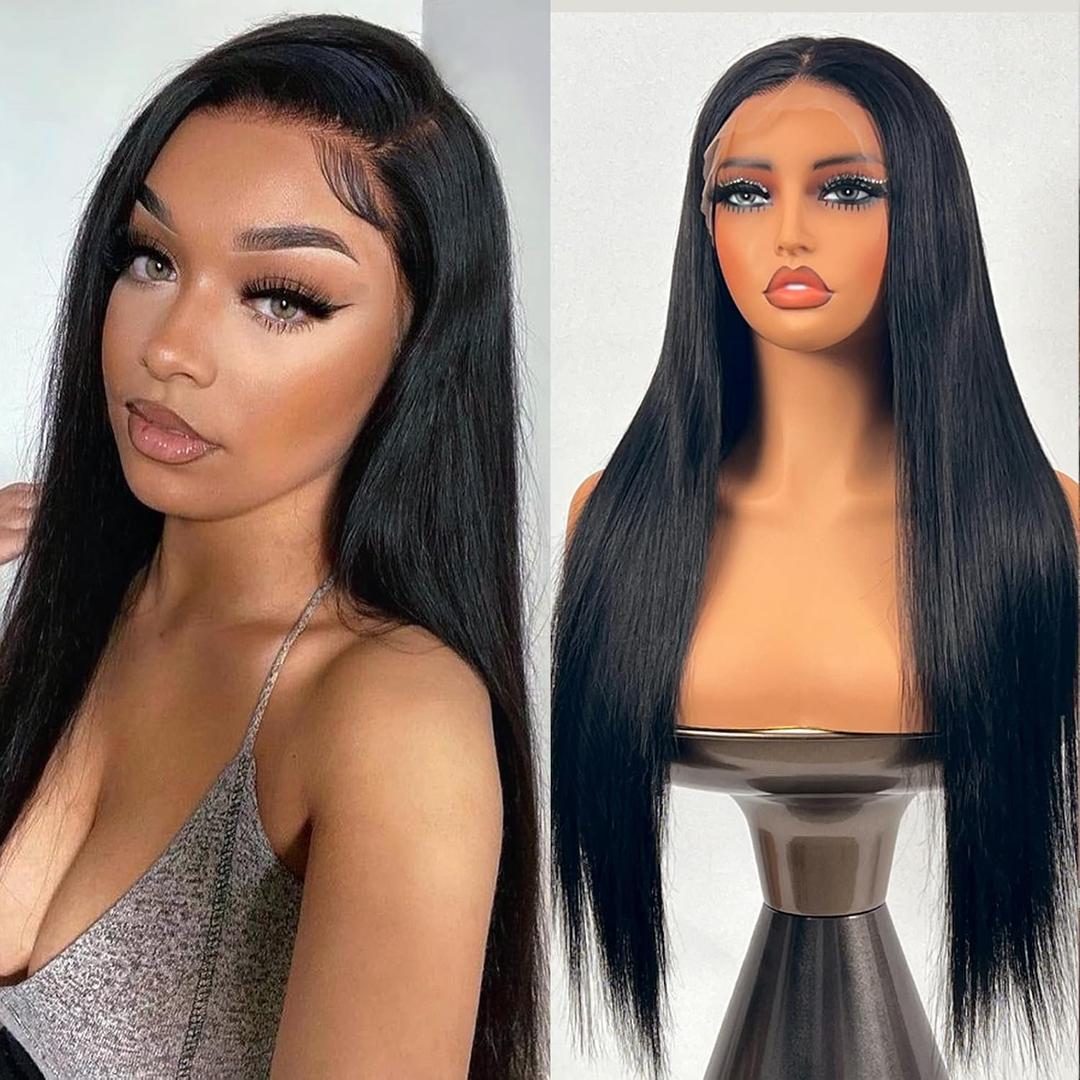 26 Inch Straight Wigs Human Hair 13x4 Lace Front Human Hair Wigs Pre Plucked 180 Density HD Transparent Straight Lace Frontal Wigs for Women Glueless Wigs Human Hair Natural Color