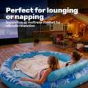 SLOOSH Inflatable Tanning Pool Lounger Float, 72" x 56" Pool Floats Adult with Pillow, 4 in 1 Round Suntan Tub Raft Floatie,Sunbathing Bed Lounge for Water Blow Up Ball Pit Party Gifts, Blue