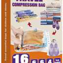 Travel Essentials Compression Bags, 12 Clothes Bags and 4 Shoe Bags for Cruise Luggage Accessories (16-Travel)