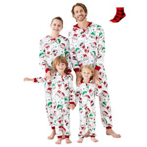 PATPAT Family Christmas Pajamas White Santa Print Family Matching Pjs Christmas Pajamas For Women XXL (White, XXL)
