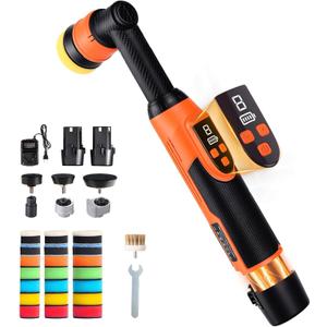 Protmex Cordless Car Buffer Polisher with 8 Variable Speeds 20006000 RPM, LED Display, 22000mAh 21V Batteries, Car Buffers Polishers Kit for Auto Detailing, Scratch Remover and Paint Care - Long