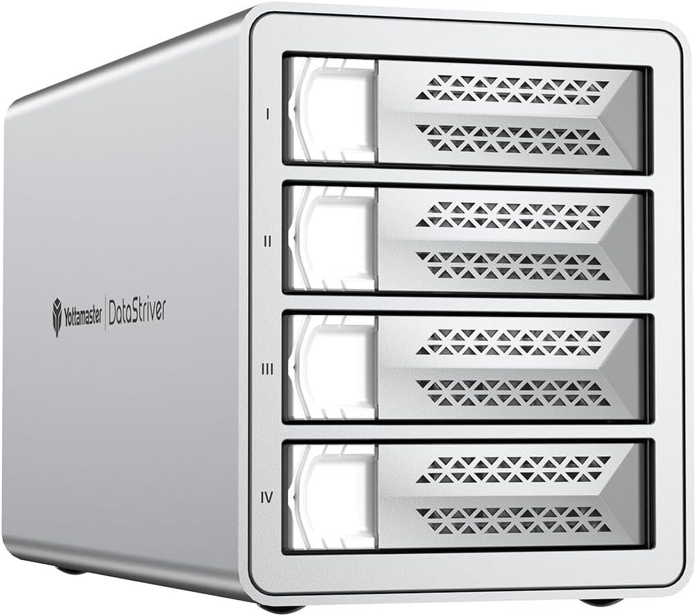 Yottamaster VN400C3 4 Bay Hard Drive Enclosure 10Gbps Daisy-Chain 4 Bay DAS Aluminum USB C DAS Enclosure Support 88TB (4x22TB) Max up to 264TB for 2.5" and 3.5" SATA HDD/SSD