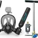 Mini Scuba Tank with Sub-Mask, 0.5L Diving Tank with Full-face Mask Underwater Breath System Lung Tank DOT Certified Pony Bottle for Snorkeling