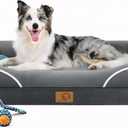 Homemate Dog Bed Large Sized Dog: 42x30 inch Orthopedic Large Dogs Bed XL Outdoor Pet Cat Bed Sofa Supplies with Toy Dogs Crate Pad Couch with Removable Washable Cover & Non-Slip Botton Dark Grey