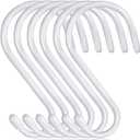 DINGEE 6 inch Non Slip Rubber Coated White S Hook Heavy Duty,6 Pack Large Vinyl Coated S Hooks, Metal S Shaped Hanger Hooks for Hanging Plants Outdoor,Closet Rod,Jeans, Pot Pan Cups Towels Hats