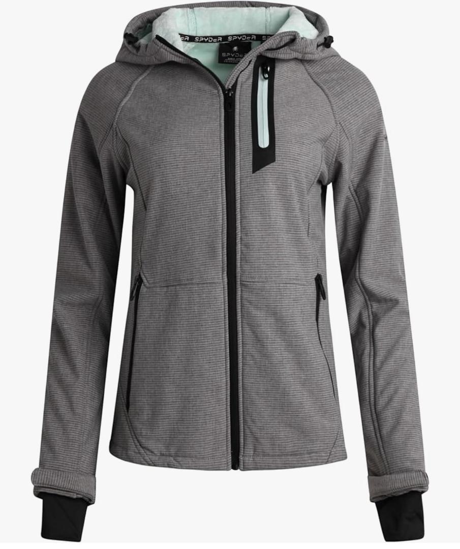 Spyder Womens Softshell Jacket - Lightweight Terry Fleece Hoodies for Women Water Resistant Zip Up Womens Windbreaker Jacket, L