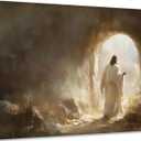 Jesus Canvas Wall Art Jesus Leaves The Tomb Wall Decor picture Christianity Resurrection of the Savior Poster Print Christ God Painting Artwork for Church Gallery Home Decoration,24x16in Canvas