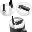 2Pack 40oz Tumbler Lid Replacement suit for Stanley Quencher cup, Flip Straw Spill Proof Leak Resistant Straw Cover, Dishwasher Safe Stanley Cup Accessories (2 Black)