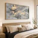 Wall Art Abstract Canvas Painting Gray Wall Decor Fluid Ink Modern Artwork for Living Room Bedroom Dining Room Home Office Decor 20"x40" with Framed