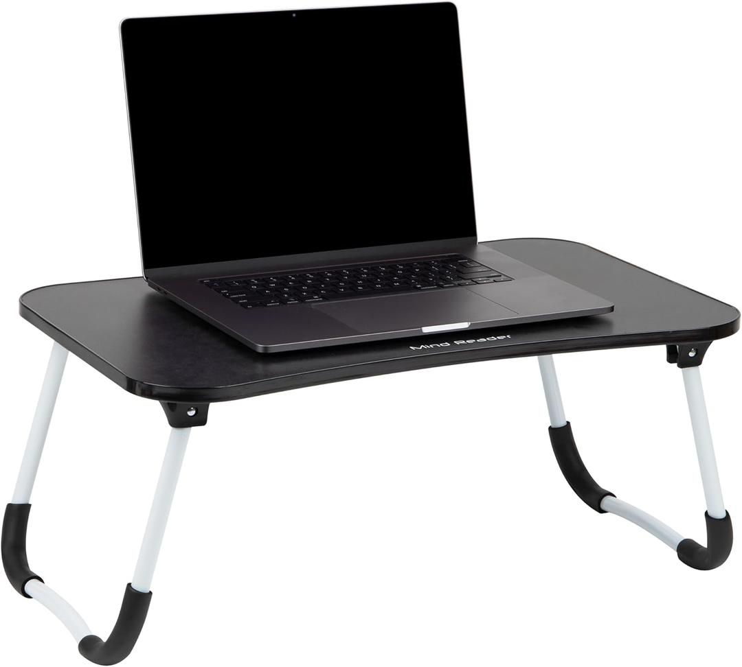 Mind Reader Lap Desk Laptop Stand, Bed Tray, Folding Legs, Couch Table, Portable, MDF, 23.25" L x 13.75" W x 10.5" H, Black