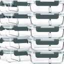 M MCIRCO 10-Pack,30 Oz Glass Meal Prep Containers 2 Compartments Airtight Lunch Bento Boxes with Lids, Glass Food Storage Containers, Microwave, Oven, Freezer and Dishwasher