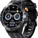 Smart Watches for Men Military Watches Blood Pressure Monitor Heart Rate Sleep Monitor Make/Answer Call SNS Msaage Reminder Fitness Tracker Pedometer Step Counter Waterproof iOS Android Phones (Black)