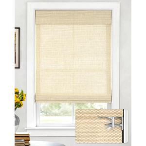 LazBlinds No Drill Bamboo Roman Shades, 32" W x 48" H, Star-Beige