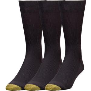 GOLDTOE Men's Metropolitan Crew Dress Socks, 3-Pairs (X-Large, Black)