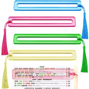 Soulchen 4 Pcs Mahjong Line Finder, Bright Acrylic Mahjong Line Reader for Beginners, Thickened Rules Reader for Strategy, Parties, Competitions, Gift for Players(Classic,6" L X 1" W X 0.4" T)