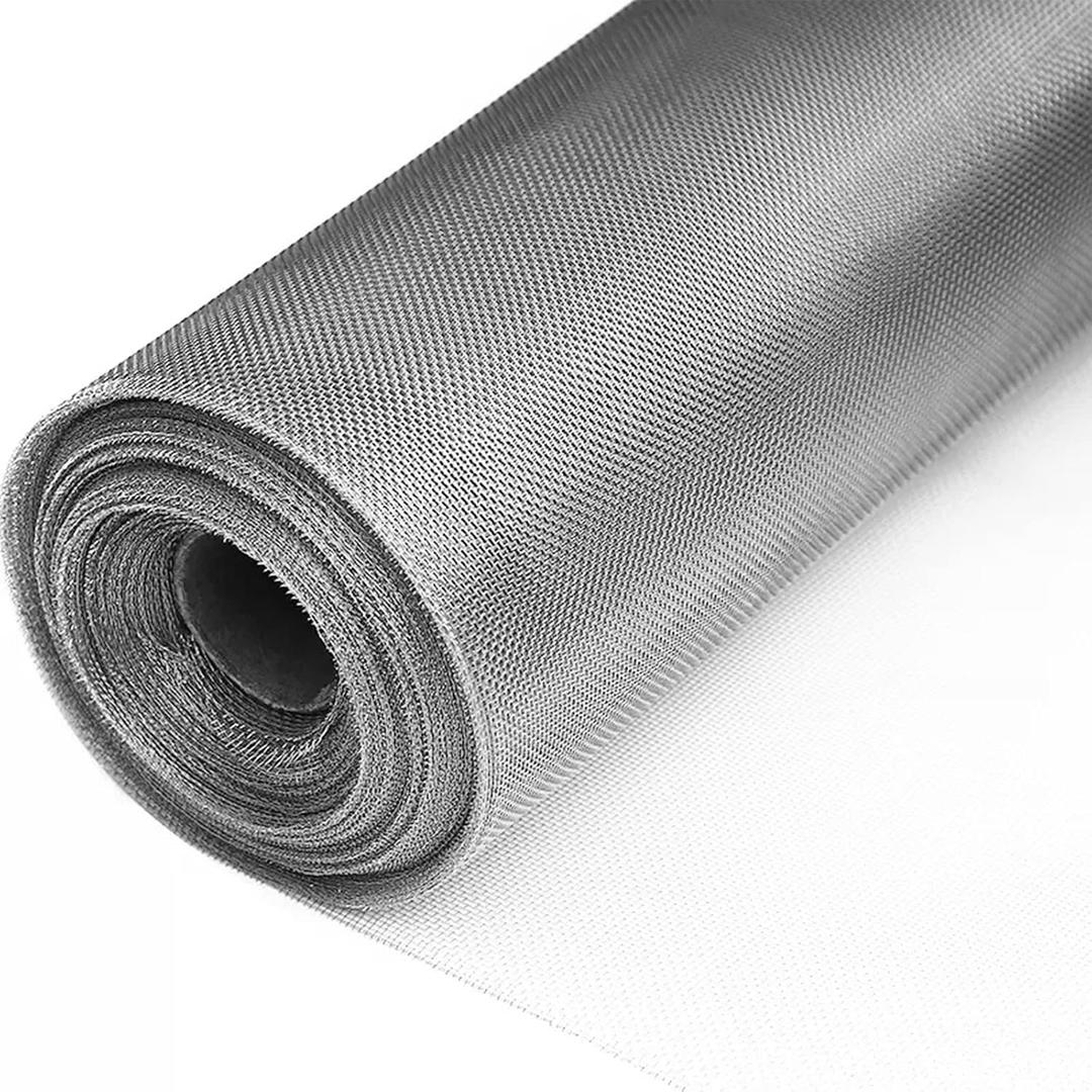 fowong 304 Stainless Steel Mesh Window Screen Roll 35INx10FT Silver Metal Window Screen Replacement, Wire Mesh for Door, Patio, Porch, Chicken Pet Cages, DIY, Easy to Cut and Install (20 x 22 Mesh)