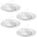 4 Pcs 6 Inch Shower Trim for Recessed Light Cover White Bathroom Light Cover Replacement with Fresnel Glass Lens Waterproof for Wet Locations Ceiling
