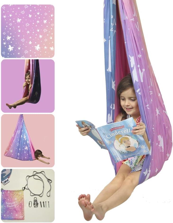 2025 Hug Sensory Swing to Provide Calm and Support Special Needs (Pink Unicorn Rainbow Design) Safe Calming Therapy