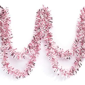 Anderson's Metallic Light Pink & White Sparkle Glitter Tinsel Twist Garland, 25ft Holiday Decoration, Christmas Tree Trim, Parade Float Decor, Party Supplies, Graduation, Indoor/Outdoor Event Garland