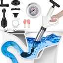 High Pressure Plunger Toilet Air Plunger Power Plunger Toilet Clog Remover High-Pressure Air Drain Blaster Gun with Real-Time Visual Barometer Plunger Pump for Toilets, Bathroom, Clogged Pipe, Sink (White)