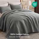 Love's cabin Queen Size Cotton Quilt Set, 100% Cotton Fabric Striped Textured Coverlet with Crinkled Look, Lightweight Quilted Bedspread for All Season, Includes 2 Pillow Shams, Grey | Lightweight