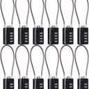 SEPOX Versatile 12-Piece Resettable 4-Digit Combination Travel Lock Luggage Set  Own Password Set-Up, Extra Long Anti-Cut Vinyl Steel Cable, Ideal for Suitcase, Backpacks, Gym Lockers - Black